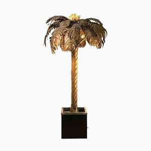 Lampada da terra vintage a forma di palma in ottone di Maison Jansen, Italia, anni '70