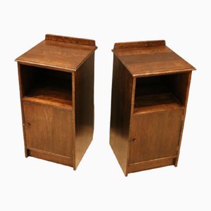 Oak Bedside Cabinets, 1930s, Set of 2