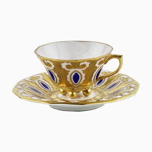 Porcelain Mocha Cup & Saucer from Fraureuth, Set of 2