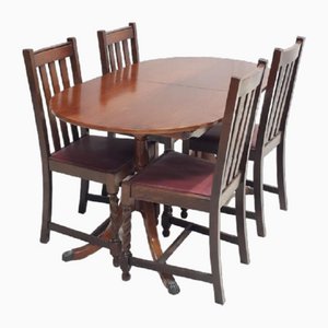 Vintage Dining Table with Chairs, Set of 5
