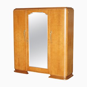 Vintage Art Deco Wardrobe in Burr Maple, 1920s