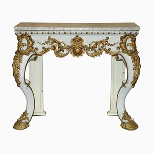 Table Console Antique en Bois Doré et Sculpté à la Main, Italie, 1860