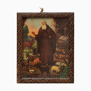 Colorful Framed Print of Saint Anthony, 1940s