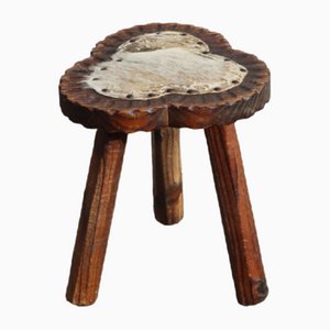 Vintage French Wooden Stool, 1960s