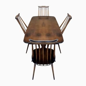 Mesa de comedor y sillas vintage de Ercol. Juego de 5