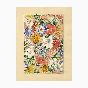 Jean Mary Ogilvie, Blumen blühen Muster, 1930er Jahre, Gouache Gemälde