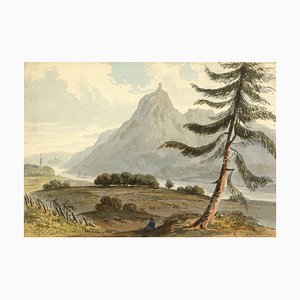 Alexander Monro, Drachenfels aus Nonnenwerth am Rhein, 1838, Aquarell