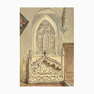 Alexander Monro, West Horsley Church Interior Tomb, Surrey, 1837, Aquarell
