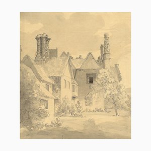 John Monro, Chenies Manor House, Buckinghamshire, Dibujo lavado, década de 1830, Grafito y papel de acuarela
