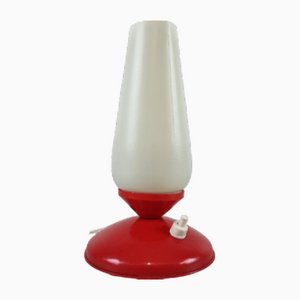 Vintage Space Age Italian Lantern Table Lamp in Red Plastic, 1960s