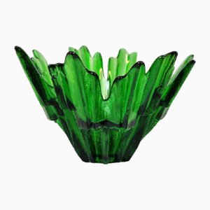 Vintage Space Age Northern Lights Green Glass Vase by Tauno Wirkkala for Humppila, 1970s