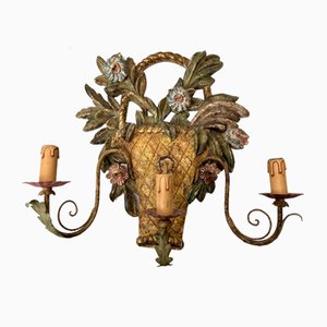 Italienische Wand- oder Wandlampe aus geschnitztem lackiertem Holz im Renaissance-Stil, 1950er