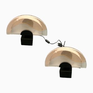 Italian Architectural Murano Glass Table Lamps, 1980s, Set of 2