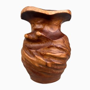 Wooden Keyaki Ikebana Vase with Copper Lining