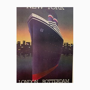 Poster Transatlantic Voyage per New York di Keith Tirrell, anni '70