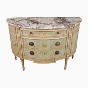 Lacquered Half-Moon Commode with Marble Top, 1950s