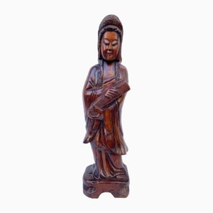 Japanese Woman in Carved Wood, 19th Century