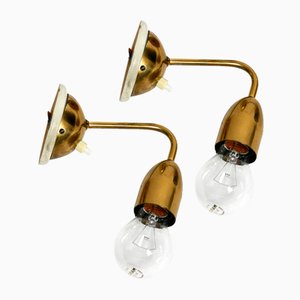 Small Mid-Century Brass Sconces, 1950s, Set of 2