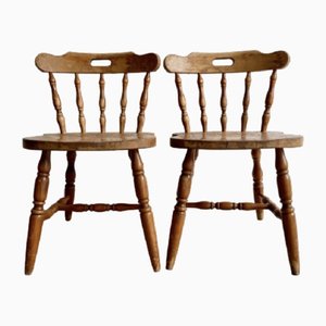 Country Farmhouse Wooden Dining Chairs, Set of 2