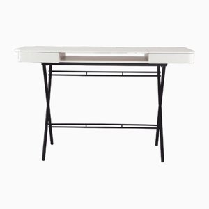 Cosimo Desk with White Mat Lacquered Top and Bronze Frame by Marco Zanuso Jr. for Adentro, 2017