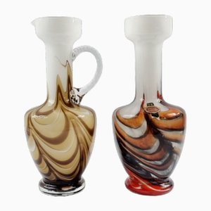 Vintage Pop Art Glass Vases from Opaline Florence, Italy, 1970s, Set of 2