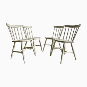 Vintage White Wooden Dining Chairs, 1960s, Set of 4