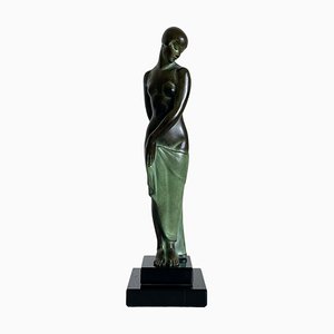 Art Deco The Bathing Ondine Skulptur in Spelter & Marmor von Pierre Le Faguays für Max Le Verrier, 2022