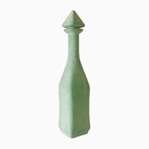 Botella verde vintage de vidrio, años 50