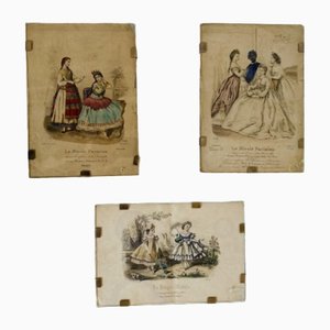 Antique Framed Paintings, 1800s, Set of 3