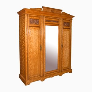 Antique Victorian Triple Wardrobe in Satinwood from Taylor and Sons