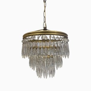 Empire Brass and Crystal Chandelier