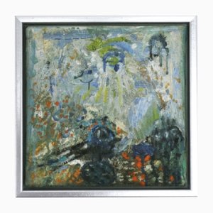 Mette Birckner, Pintura del impresionismo abstracto, Un cuento de hadas con pájaros (3), 2009, Óleo sobre lienzo, Enmarcado