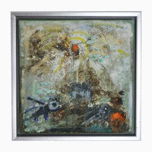 Mette Birckner, Pintura del impresionismo abstracto, Un cuento de hadas con pájaros (2), 2009, Óleo sobre lienzo, Enmarcado