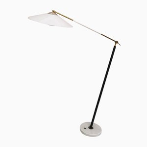 Floor Lamp in Brass, Acrylic Glass and White Marble from Stilux Milano, Italy, 1950s
