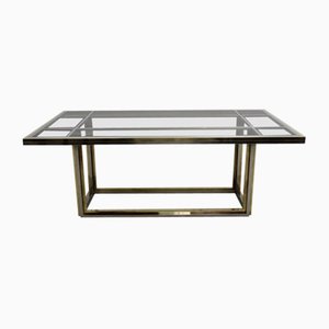 Dining Table in Chromed Steel and Brass by Romeo Rega, 1970s