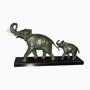 Sculpture in Group of Elephants by Irénée Rochard, 1920s