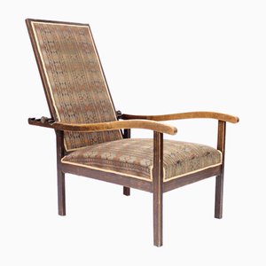 Silla reclinable Arts & Crafts de roble de principios del siglo XX