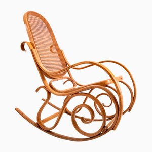 Bentwood and Vienna Straw Rocking Chair, Italy, 1970s