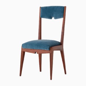 Italian Chair in Blue Velvet, 1950s