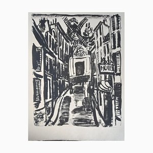 Litografia originale di Jean Gabriel Daragnès, Moulin de la Galette, Montmartre, 1946