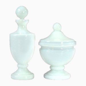 Opaline Glass Carafe and Box from Vincenzo Nason, 1960s, Set of 2