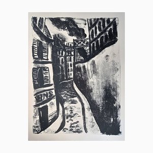 Jean Gabriel Daragnès, Straßen in Montmartre (Rue St. Vincent), 1946, Original Lithographie