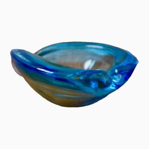 Cenicero Piriform de cristal de Murano azul