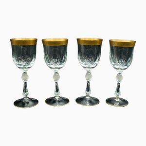 Art Deco Gilt Wine Glasses, France, 1920s, Set of 4