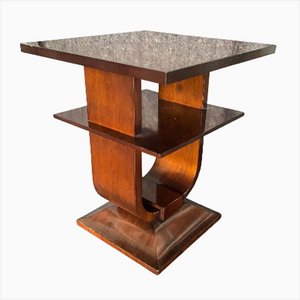 Table d'Appoint Piédestal Carrée Art Déco avec Support de Plinthe, 1920s