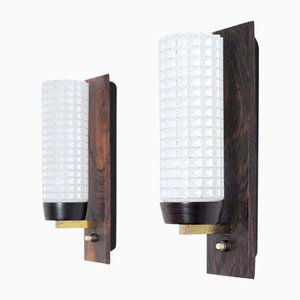 Danish Modern Wall Sconce in Rosewood and Glass from Lyfa, Set of 2