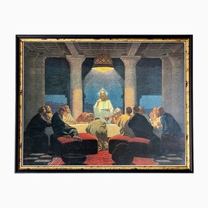 German Framed the Last Supper Christian Print by Josef Muller, 1930s