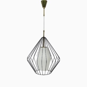 Mid-Century String Ceiling Lamp in Glass and Brass, 1950s