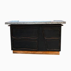 Mueble bar con tablero de zinc, años 50