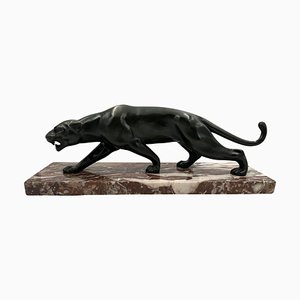 Art Deco Panther Skulptur von S. Melani, 1930
